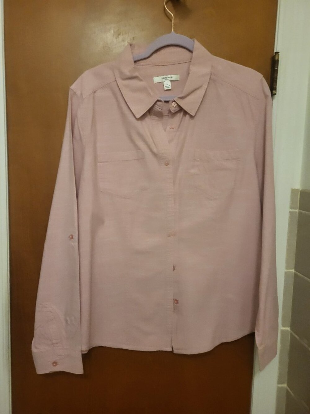 Women's dusty rose pink utility button-down shirt